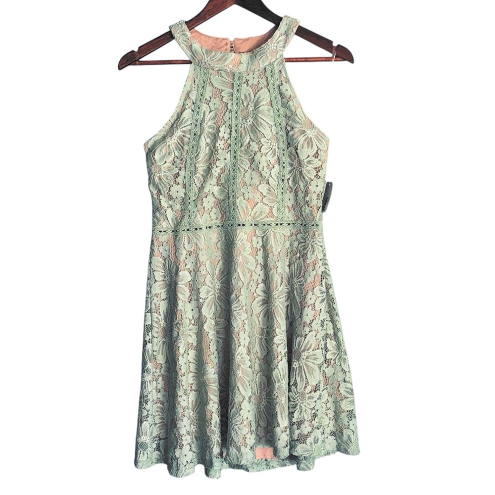 NWT Crystal Doll Dress Mint Fit Flare Party Cocktail Lace Dress Size Large